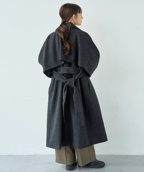 mil（ミル）の「フレアヨーク ウールライクコート【585107】（ステンカラーコート・レディース・ブラック/ベージュ/ブラウン・S/XS）」の16枚目の写真