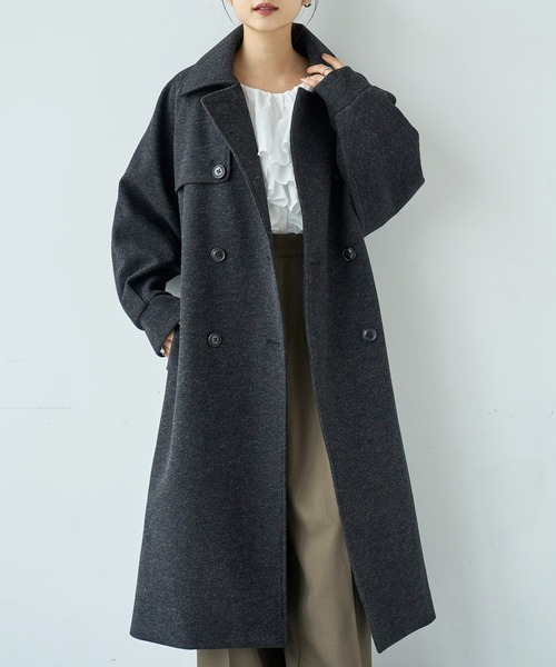 mil（ミル）の「フレアヨーク ウールライクコート【585107】（ステンカラーコート・レディース・ブラック/ベージュ/ブラウン・S/XS）」の15枚目の写真