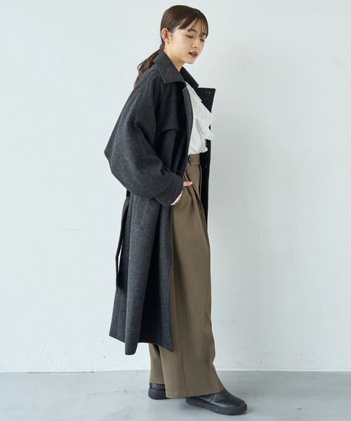 mil（ミル）の「フレアヨーク ウールライクコート【585107】（ステンカラーコート・レディース・ブラック/ベージュ/ブラウン・S/XS）」の18枚目の写真