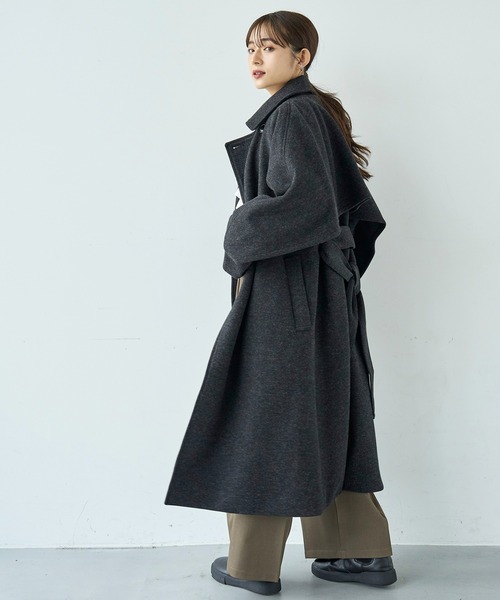 mil（ミル）の「フレアヨーク ウールライクコート【585107】（ステンカラーコート・レディース・ブラック/ベージュ/ブラウン・S/XS）」の19枚目の写真