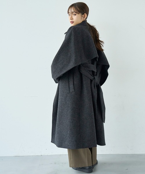 mil（ミル）の「フレアヨーク ウールライクコート【585107】（ステンカラーコート・レディース・ブラック/ベージュ/ブラウン・S/XS）」の20枚目の写真