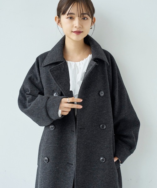 mil（ミル）の「フレアヨーク ウールライクコート【585107】（ステンカラーコート・レディース・ブラック/ベージュ/ブラウン・S/XS）」の21枚目の写真