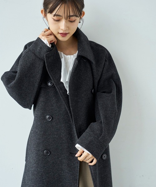 mil（ミル）の「フレアヨーク ウールライクコート【585107】（ステンカラーコート・レディース・ブラック/ベージュ/ブラウン・S/XS）」の22枚目の写真