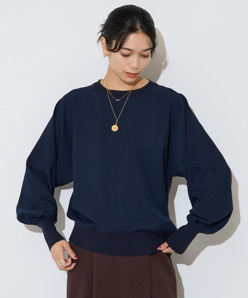 Liesse（リエス）の「【定番】布帛コンビニットトップス（ニット/セーター・レディース・オフホワイト/ネイビー/ブラウン・FREE）」の3枚目の写真
