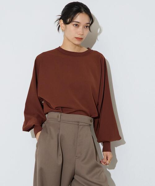 Liesse（リエス）の「【定番】布帛コンビニットトップス（ニット/セーター・レディース・オフホワイト/ネイビー/ブラウン・FREE）」の8枚目の写真
