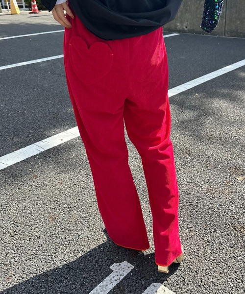 mi via loca（ミヴィアロカ）の「Vintageライク BACKハートポケット コーデュロイ セミフレアパンツ（その他パンツ・レディース・キャメル/レッド/チャコールグレー・FREE）」の10枚目の写真