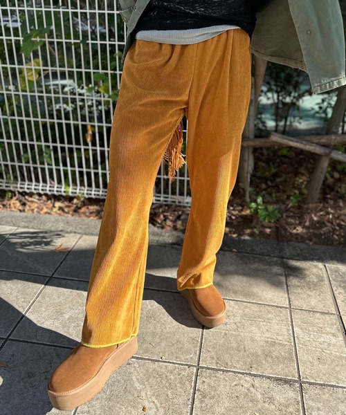 キャメル　※ウエストを外側に折り返して着用
model:154cm 着用サイズ:FREE