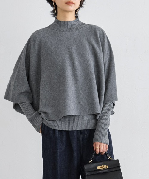 RASW（ラス）の「[RASW]ケープアンサンブルリブニット（ニット/セーター・レディース・杢グレー/ブラック・M/L）」の3枚目の写真