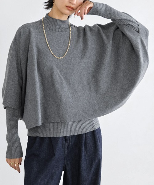 RASW（ラス）の「[RASW]ケープアンサンブルリブニット（ニット/セーター・レディース・杢グレー/ブラック・M/L）」の5枚目の写真