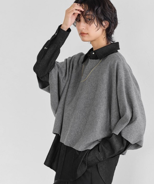 RASW（ラス）の「[RASW]ケープアンサンブルリブニット（ニット/セーター・レディース・杢グレー/ブラック・M/L）」の9枚目の写真