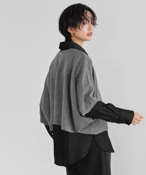 RASW（ラス）の「[RASW]ケープアンサンブルリブニット（ニット/セーター・レディース・杢グレー/ブラック・M/L）」の11枚目の写真