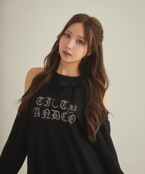 TITTY&CO.（ティティーアンドコー）の「アメスリラメスウェットワンピ（ワンピース・レディース・ブラック/グレー・FREE）」の3枚目の写真