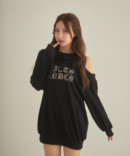 TITTY&CO.（ティティーアンドコー）の「アメスリラメスウェットワンピ（ワンピース・レディース・ブラック/グレー・FREE）」の7枚目の写真