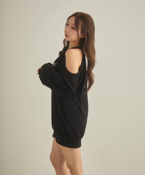 TITTY&CO.（ティティーアンドコー）の「アメスリラメスウェットワンピ（ワンピース・レディース・ブラック/グレー・FREE）」の5枚目の写真