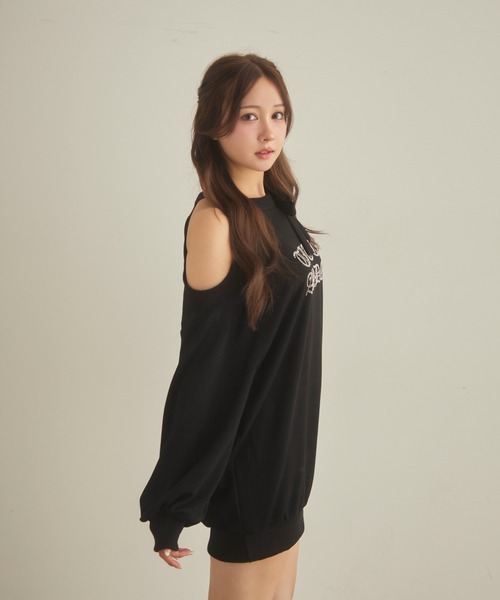 TITTY&CO.（ティティーアンドコー）の「アメスリラメスウェットワンピ（ワンピース・レディース・ブラック/グレー・FREE）」の8枚目の写真