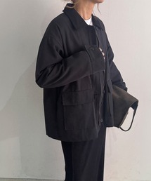 ISOOK（アイスー）の「ステンカラーコットンジャケット(chiica original) / 春アウター ステンカラーコート ハンティングジャケット ミドルコート ショート ワークジャケット（ブルゾン）」