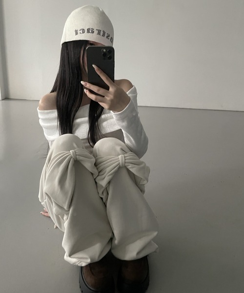 THEAIRTOWN(ジエアタウン)の「sneezeweed knee pt(スウェットパンツ・レディース・アイボリー/グレー/ブラック・FREE)」の3枚目の写真