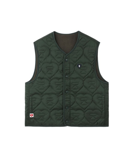 A BATHING APE（アベイシングエイプ）の「HEART QUILTED ARMY LINER VEST（その他アウター・レディース・ネイビー/オリーブ/アイボリー・SMALL/X-SMALL）」の2枚目の写真