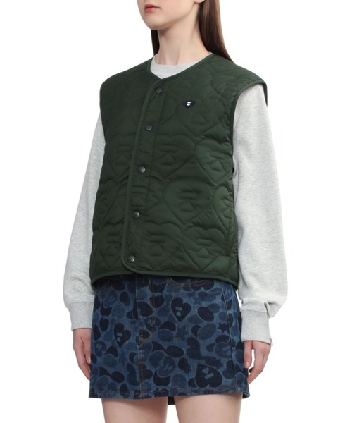 A BATHING APE（アベイシングエイプ）の「HEART QUILTED ARMY LINER VEST（その他アウター・レディース・ネイビー/オリーブ/アイボリー・SMALL/X-SMALL）」の14枚目の写真