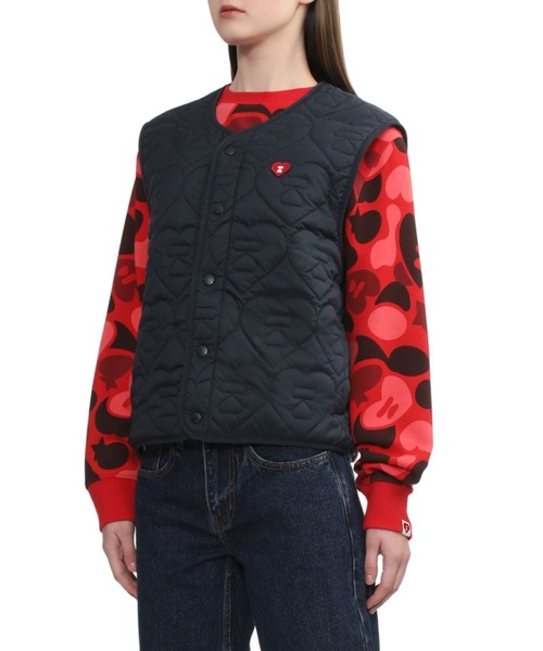 A BATHING APE（アベイシングエイプ）の「HEART QUILTED ARMY LINER VEST（その他アウター・レディース・ネイビー/オリーブ/アイボリー・SMALL/X-SMALL）」の15枚目の写真