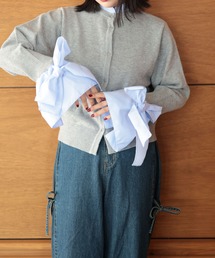 Ruwan yu（ルワンユー）の「リボンカフスカーディガン【大きいサイズ対応】（カーディガン/ボレロ）」