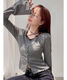 RESEXXY | フロントクロスカットリブトップス(Tシャツ/カットソー)