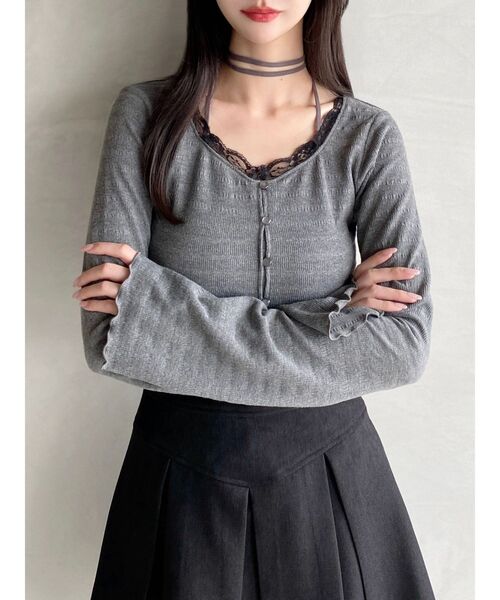 フロントクロスカットリブトップス（Tシャツ/カットソー）｜RESEXXY