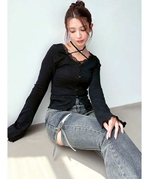 フロントクロスカットリブトップス（Tシャツ/カットソー）｜RESEXXY