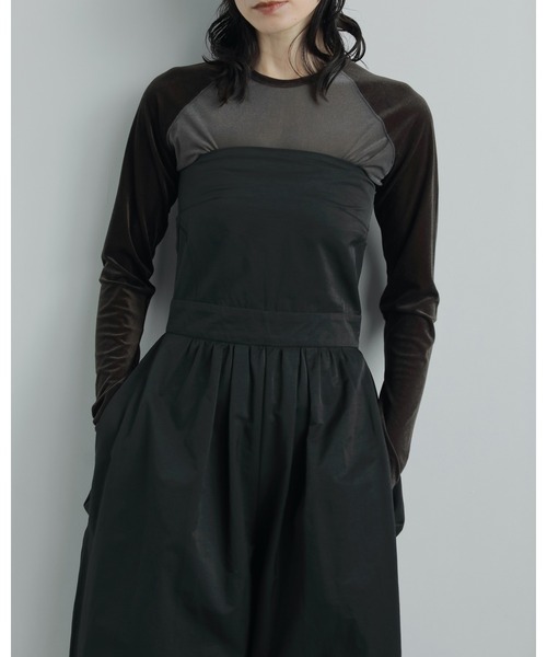 anuke（アンヌーク）の「Sheervelour Baseball T-shirts（Tシャツ/カットソー・レディース・ネイビー/ブラウン・FREE）」の3枚目の写真