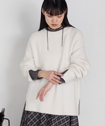 【forksy.】<エブリデイシリーズ>レイヤード風モックネックニットプルオーバー