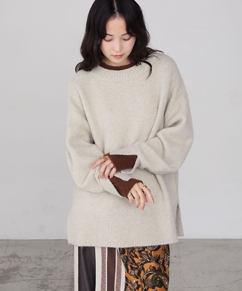 forksy.】エブリデイレイヤード風モックネックニットプルオーバー