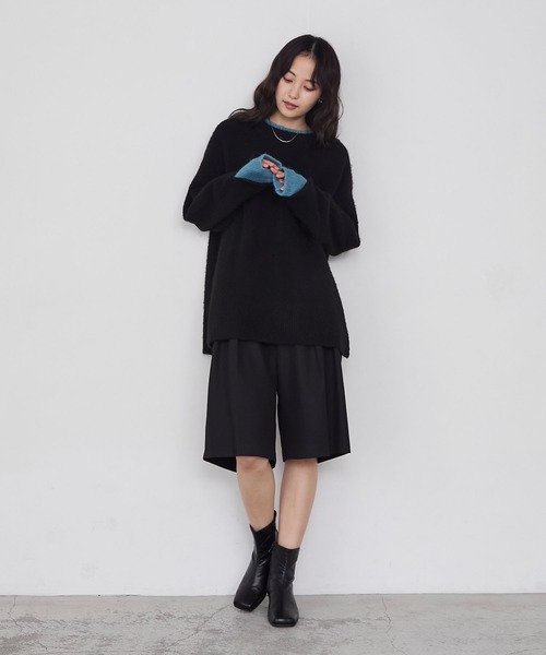 forksy.】エブリデイレイヤード風モックネックニットプルオーバー