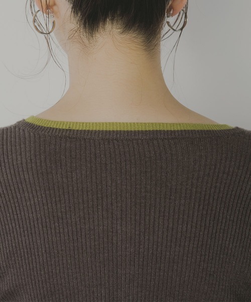 slattgir(スラットジール)の「高身長 配色ヘンリーネックニットプルオーバー(指穴つき)(トールサイズ)Essenave(ニット/セーター・レディース・グレー系/ブラック系・TM/TL/TLL/T3L)」の15枚目の写真