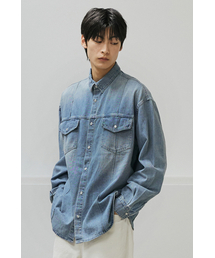 BER DE NOIR（ベールドノワール）の「ウォッシュドデニムタックスナップシャツ（ミディアムブルー）（シャツ/ブラウス）」