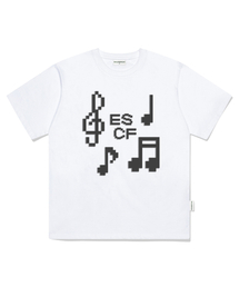ノイズミュージックプリントオーバーサイズ半袖Tシャツホワイト