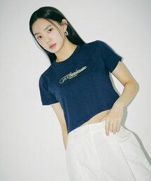 (W)カシーブクロップTシャツ-ネイビー