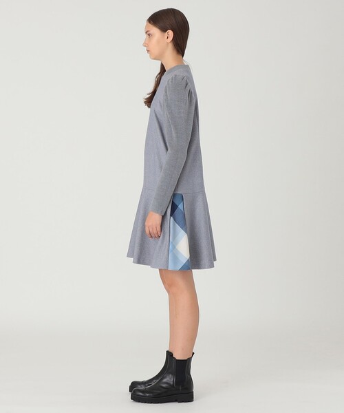 新品　ブルーレーベルクレストブリッジ　ドレープツイルワンピース　リボンタイ　38 ブルーレーベル クレストブリッジ ワンピース 38 BLUE LABEL