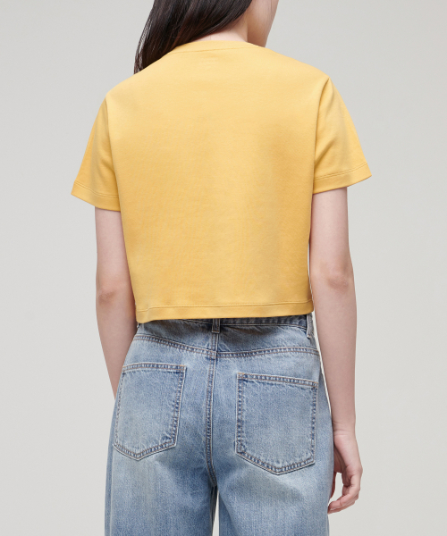 MUSINSA STANDARD WOMAN（ムシンサスタンダードウーマン）の「ウィメンズクルーネッククロップTシャツ[メロウイエロー]（Tシャツ/カットソー・レディース・その他・SMALL）」の2枚目の写真