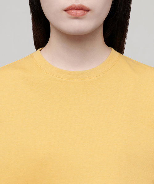 MUSINSA STANDARD WOMAN（ムシンサスタンダードウーマン）の「ウィメンズクルーネッククロップTシャツ[メロウイエロー]（Tシャツ/カットソー・レディース・その他・SMALL）」の3枚目の写真