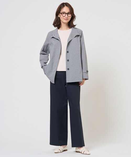 J.PRESS Ladies(J.プレス レディス)の「【春のマストアイテム】Lightストレッチチェック スタンドカラー コート(その他アウター・レディース・ネイビー系3・S/XS)」の3枚目の写真