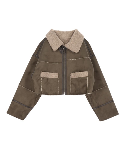 セール】フェイクスウェードショート丈ムートンジャケット（ムートン