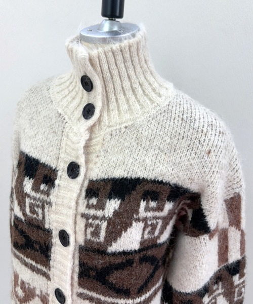 ポロジーンズ　カウチンニットカーディガン　ウール　ビッグイーグルロゴ セール】ノルディック柄カウチンニットカーディガン（カーディガン