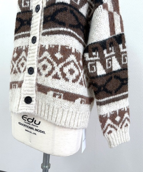 セール】ノルディック柄カウチンニットカーディガン（カーディガン