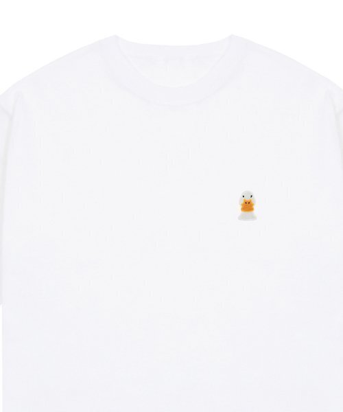 GRAVER（グレーバー）の「[ユニセックス]ダックフェイス刺繍スマイル半袖Tシャツ_ホワイト（Tシャツ/カットソー・レディース・ホワイト・SMALL/MEDIUM/LARGE/X-LARGE）」の3枚目の写真