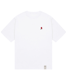 [UNISEX-24]スモールハートストリートボードスマイル半袖Tシャツ_ホワイト