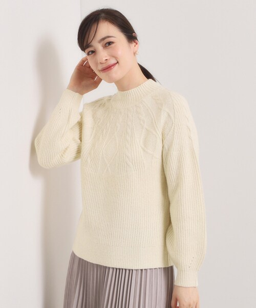 LV ラメロゴ付きホワイトニット Lame KNIT TULLE Series】ブローチ付きクロップドラメニット(F
