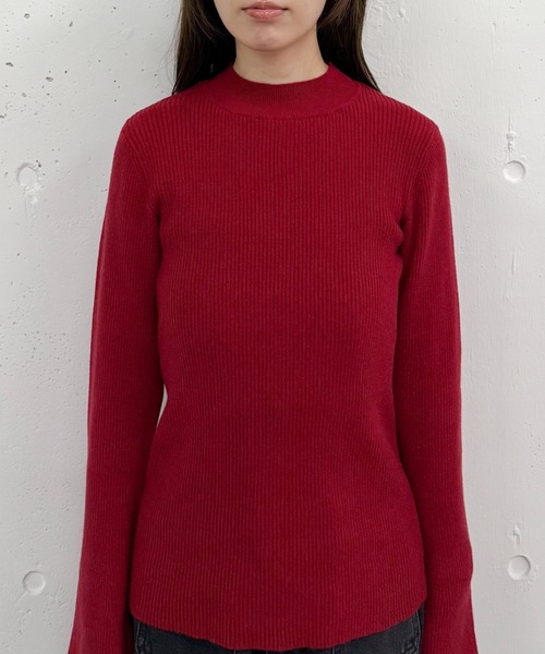 セール】フレアスリーブリブニットプルオーバー（ニット/セーター