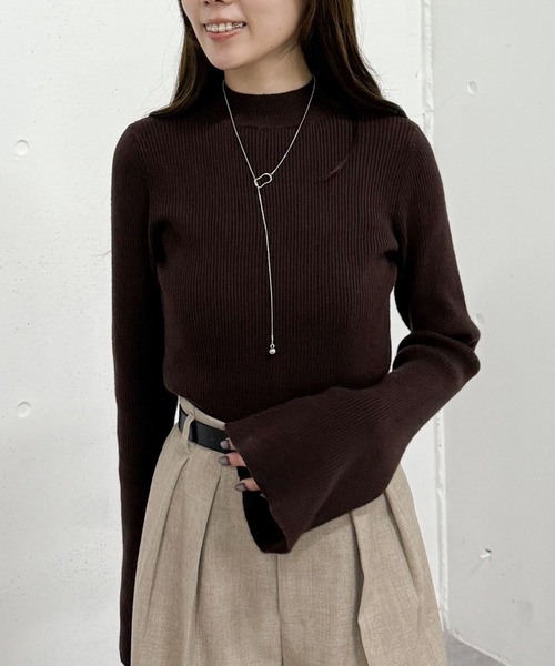 セール】フレアスリーブリブニットプルオーバー（ニット/セーター