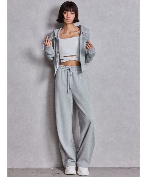 GYDA（ジェイダ）の「GG chain glitter print straightパンツ（スウェットパンツ・レディース・ブラック/グレー・FREE）」の14枚目の写真