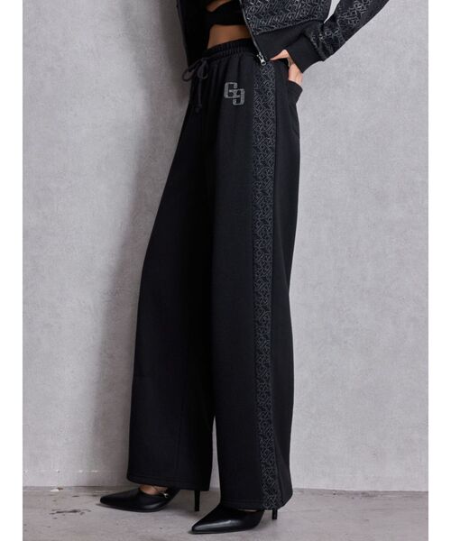 GYDA（ジェイダ）の「GG chain glitter print straightパンツ（スウェットパンツ・レディース・ブラック/グレー・FREE）」の18枚目の写真